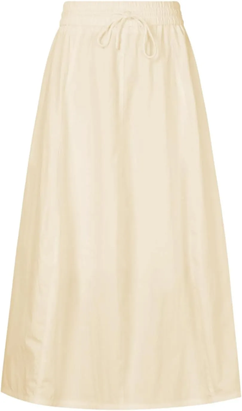 ebossy Women's Casual Long Cotton Skirt High Elastic Waist Side Slit A-line Maxi Skirts with Pockets