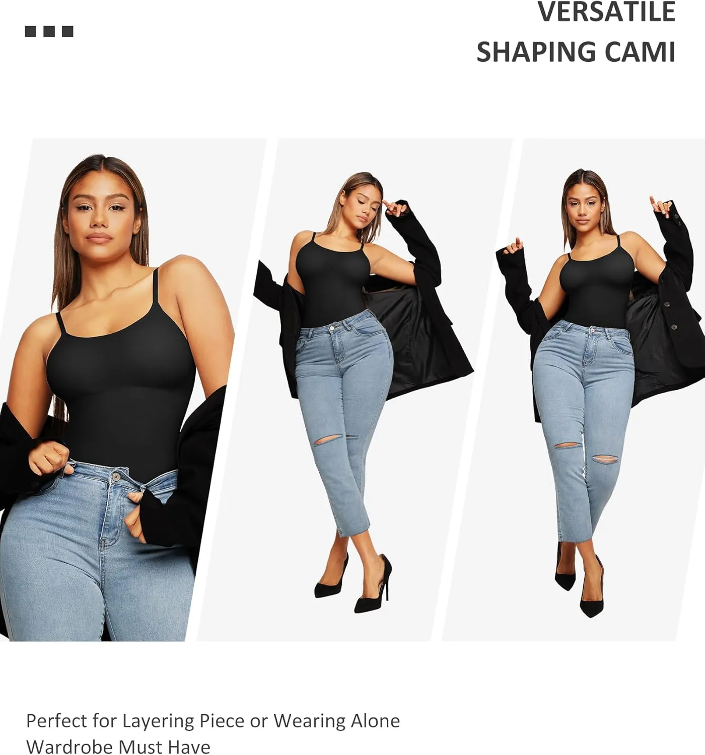FeelinGirl Shapewear Tank Tops for Women Tummy Control Camisoles Seamless Compression Cami Shaper Pack of 2