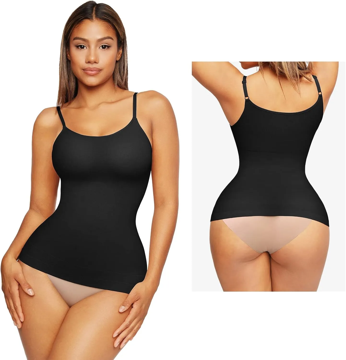 FeelinGirl Shapewear Tank Tops for Women Tummy Control Camisoles Seamless Compression Cami Shaper Pack of 2