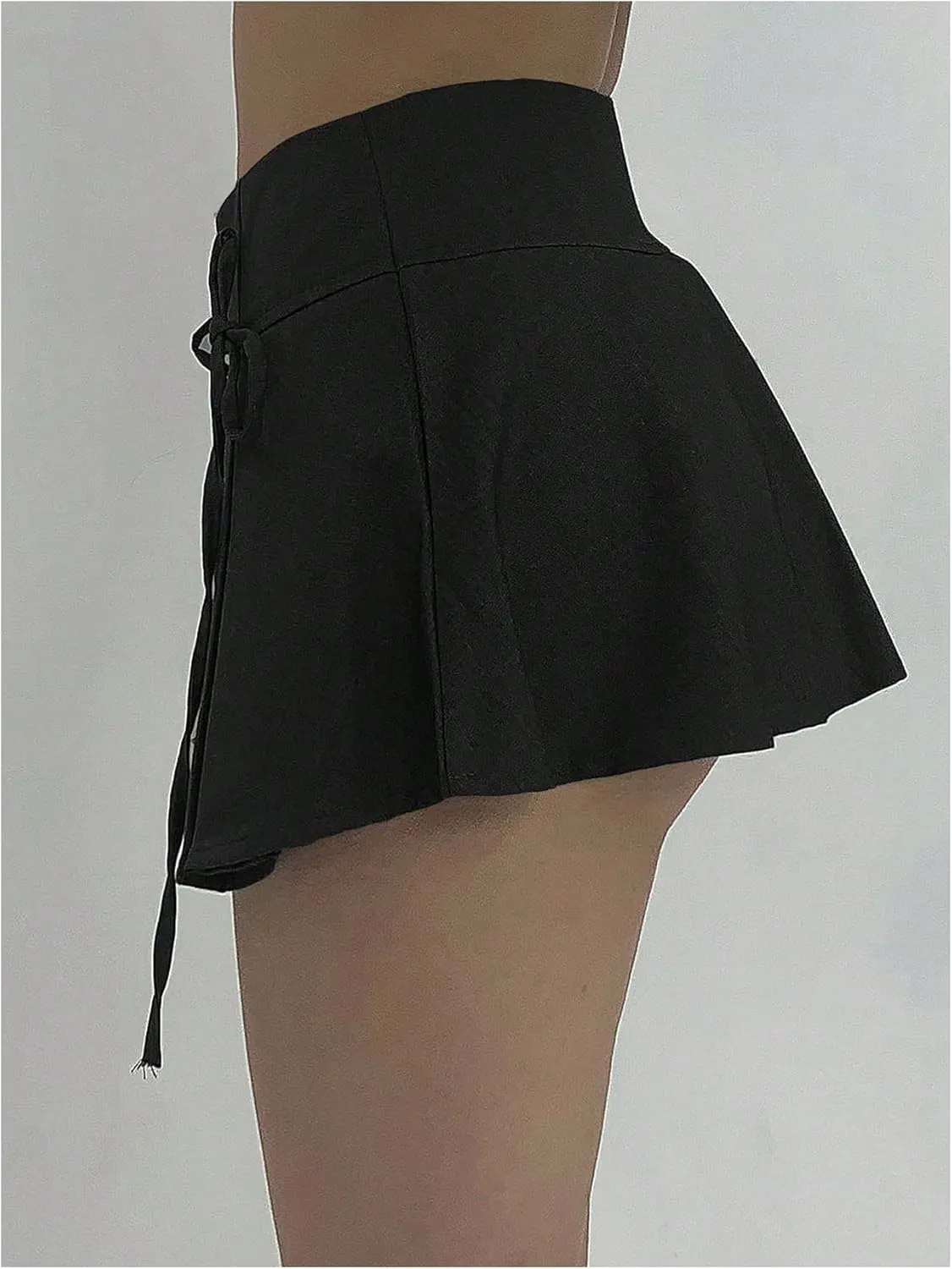 Floerns Women's Bow Pleated A Line Mini Skirt Flared Skirts with Built in Shorts