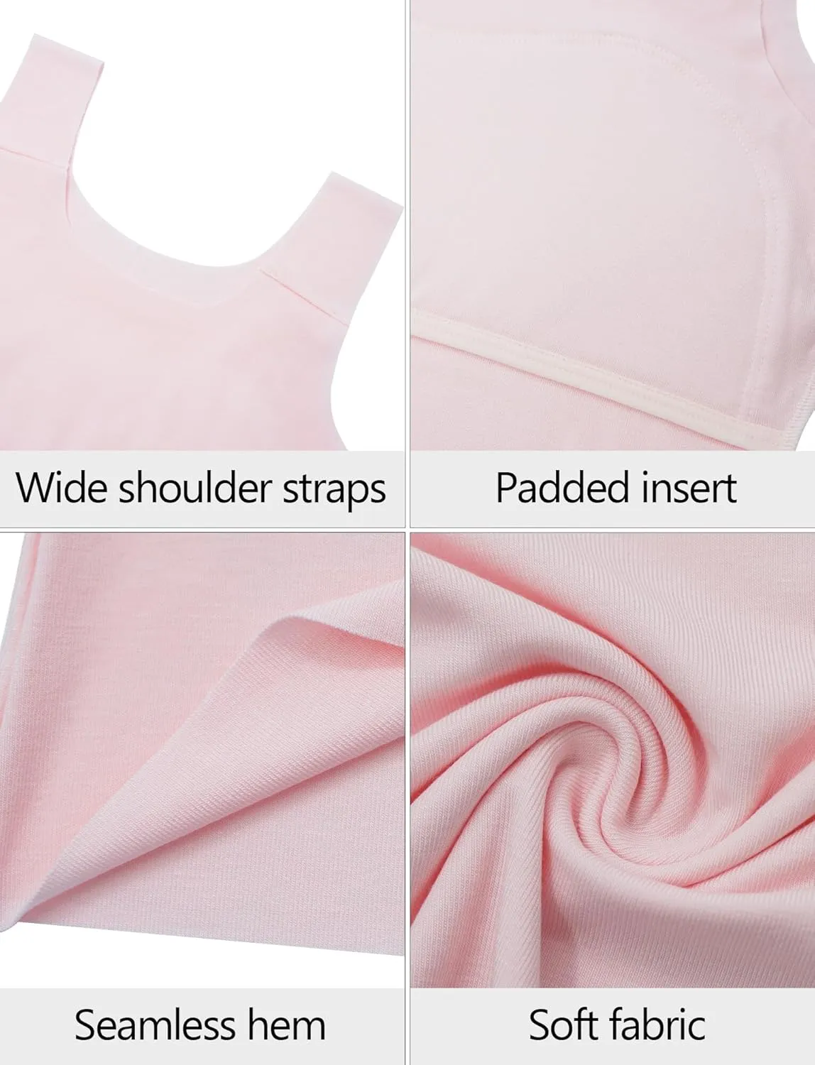 Happy Cherry Training Bras for Teens Girls Camisoles Long Bralette Bra Seamless Lightly Padded Sport Bra Wire Free 7-12 Years