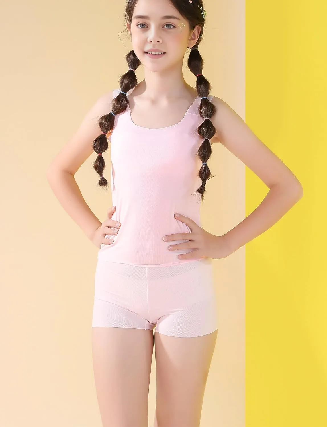 Happy Cherry Training Bras for Teens Girls Camisoles Long Bralette Bra Seamless Lightly Padded Sport Bra Wire Free 7-12 Years