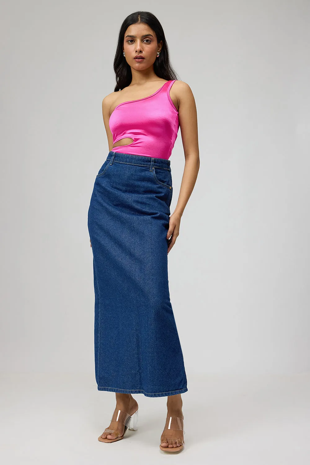 Hot Pink One Shoulder Cutout Bodysuit