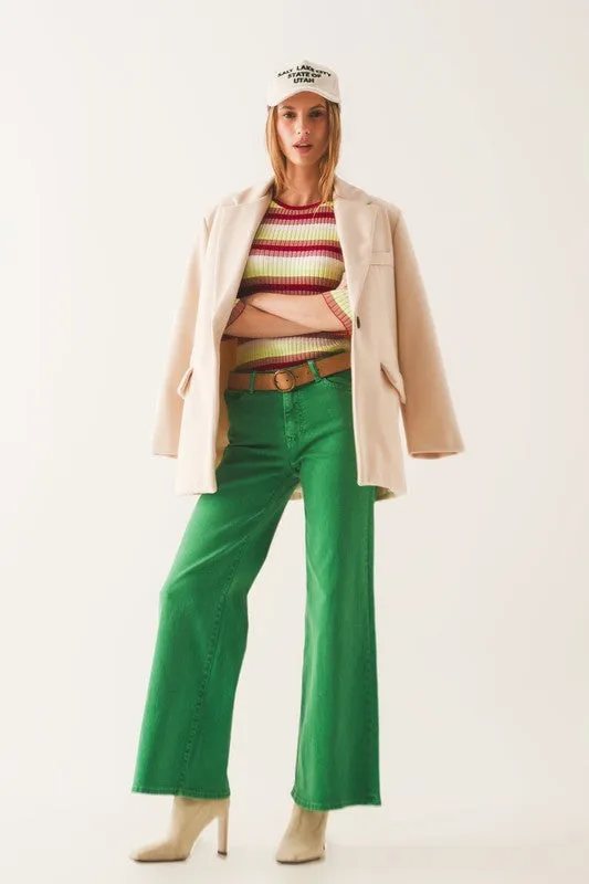 Iris High Rise Wide Leg Denim- Green