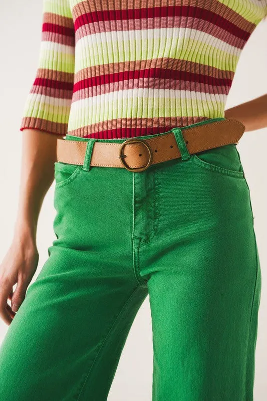 Iris High Rise Wide Leg Denim- Green