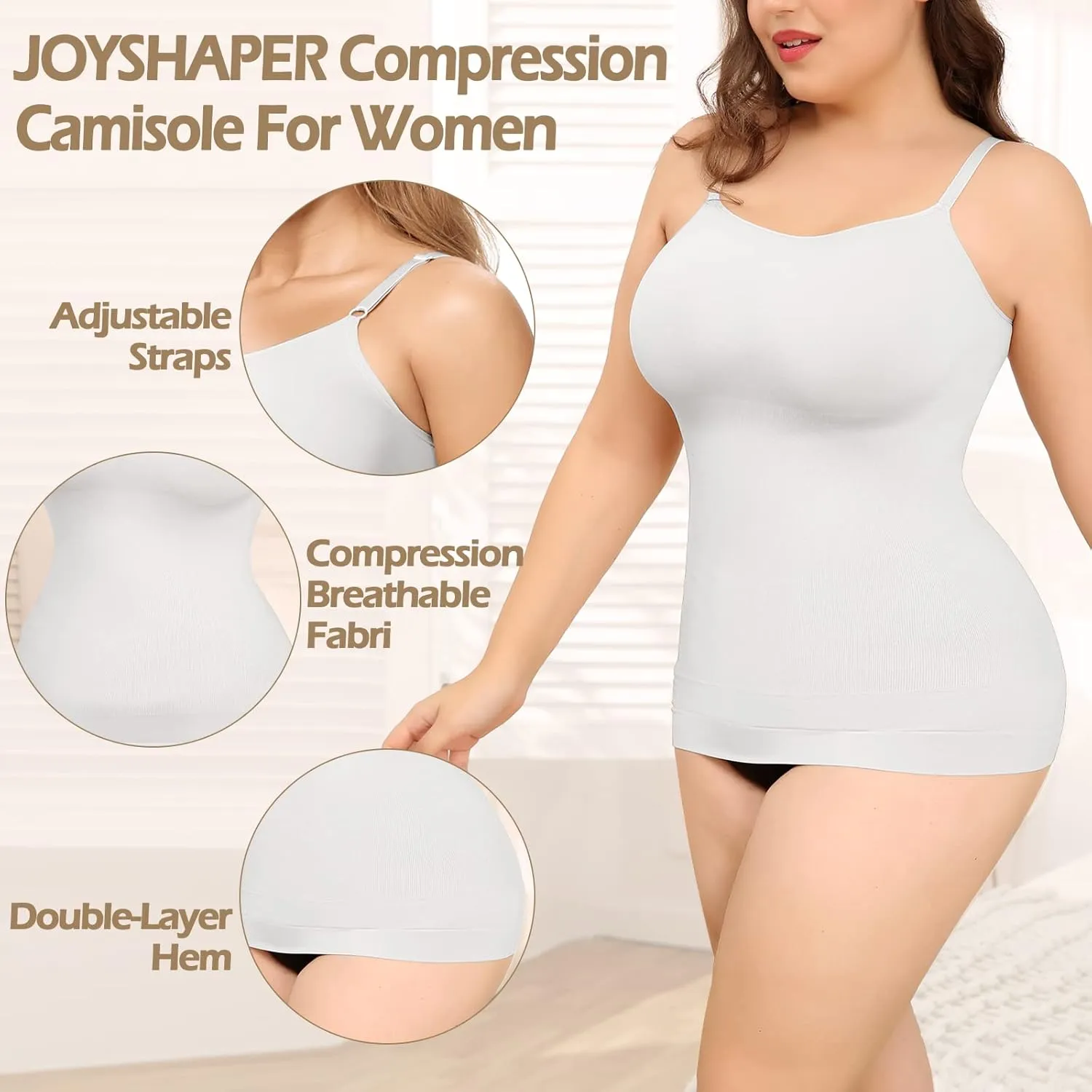 JOYSHAPER Women's Shapewear Camisole with Built in Bra Tummy Control Compression Tank Tops Body Shaper Padded Tanks