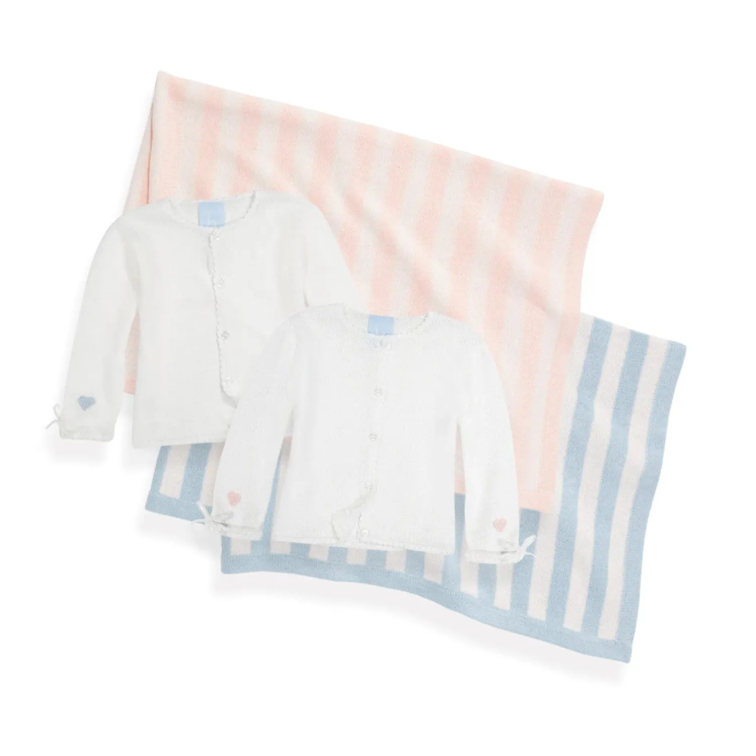 Knit Striped Baby Blanket -- Blue