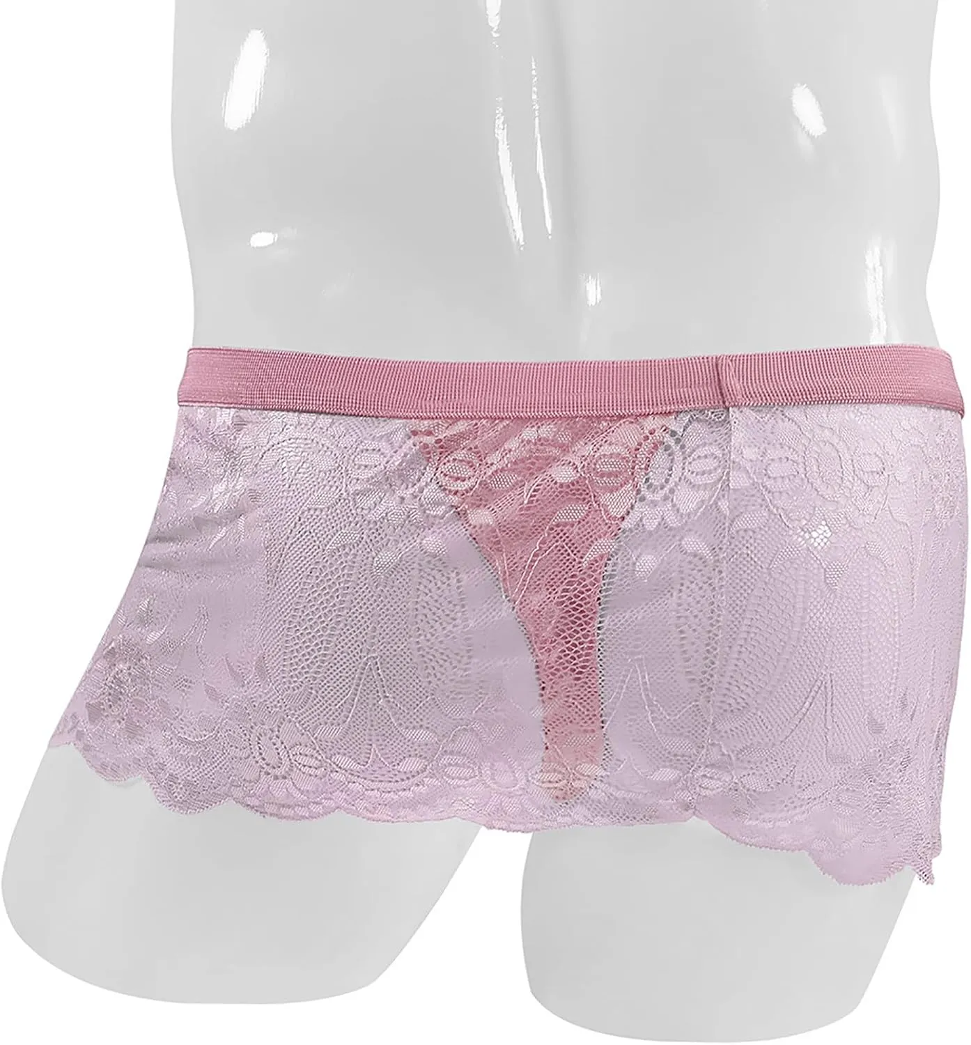 Lace Boxer Briefs for Men Cheeky Underwear Sexy Sissy Panties Low Rise Boxer Shorts for Sex Naughty
