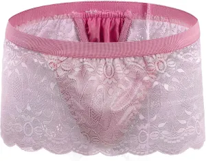Lace Boxer Briefs for Men Cheeky Underwear Sexy Sissy Panties Low Rise Boxer Shorts for Sex Naughty