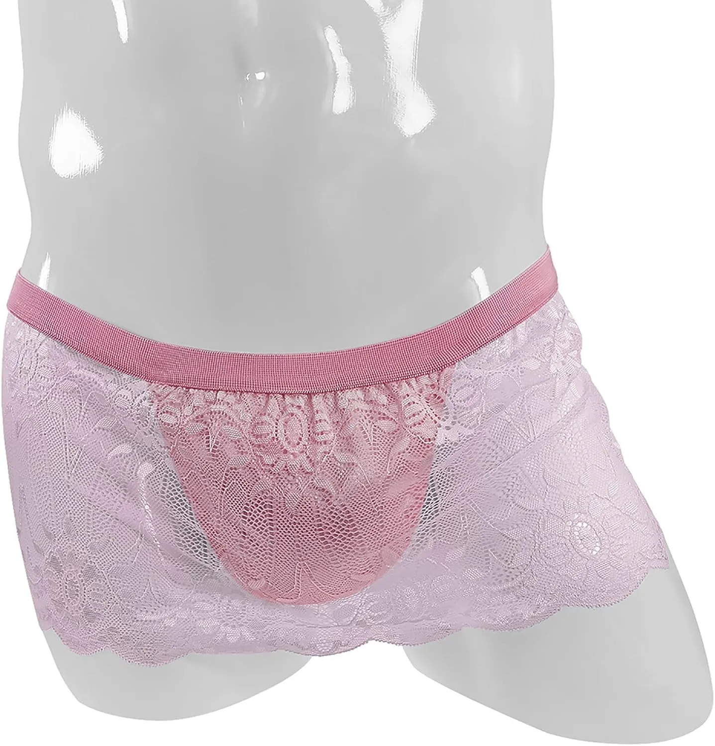 Lace Boxer Briefs for Men Cheeky Underwear Sexy Sissy Panties Low Rise Boxer Shorts for Sex Naughty