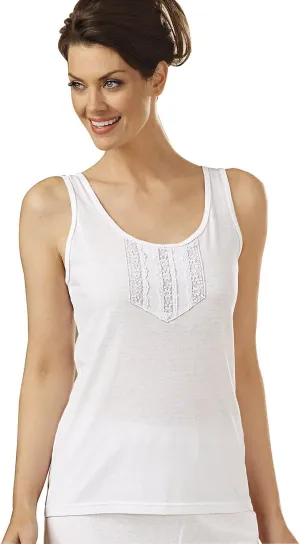 Lingerie Cotton Knit Camisole Lace Trim Full Coverage