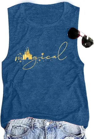 Magic Castle Tank Women Magic Kingdom Graphic Vest Summer Casual Vacation Sleeveless Tanks Tops