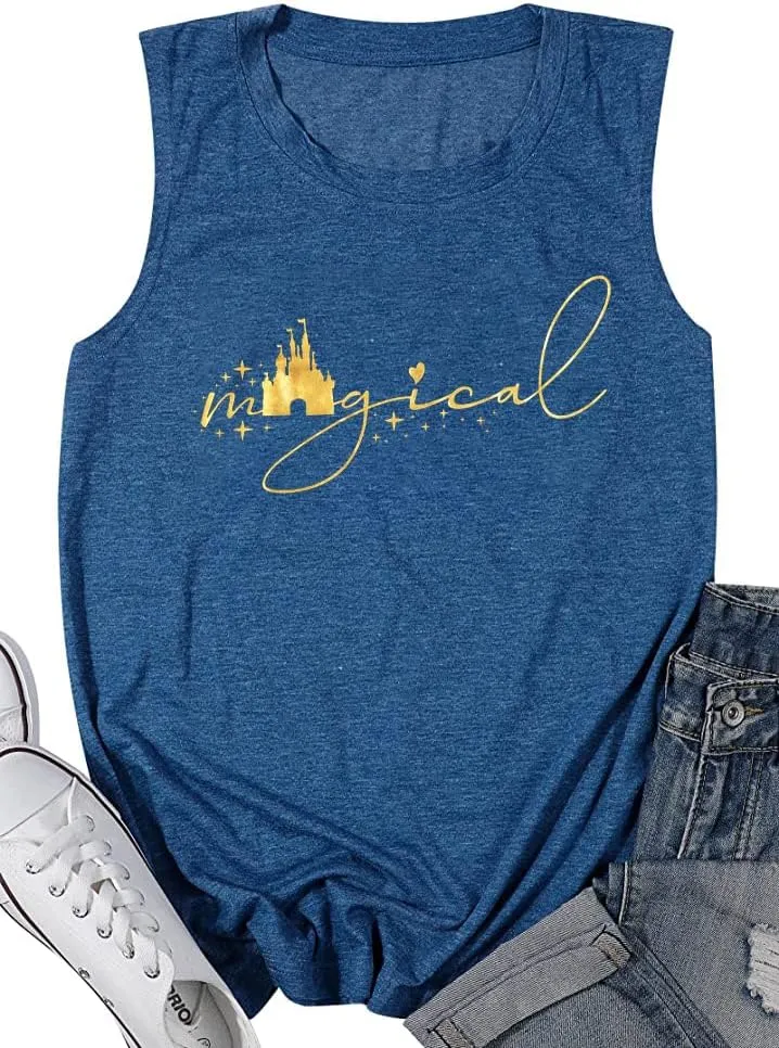 Magic Castle Tank Women Magic Kingdom Graphic Vest Summer Casual Vacation Sleeveless Tanks Tops