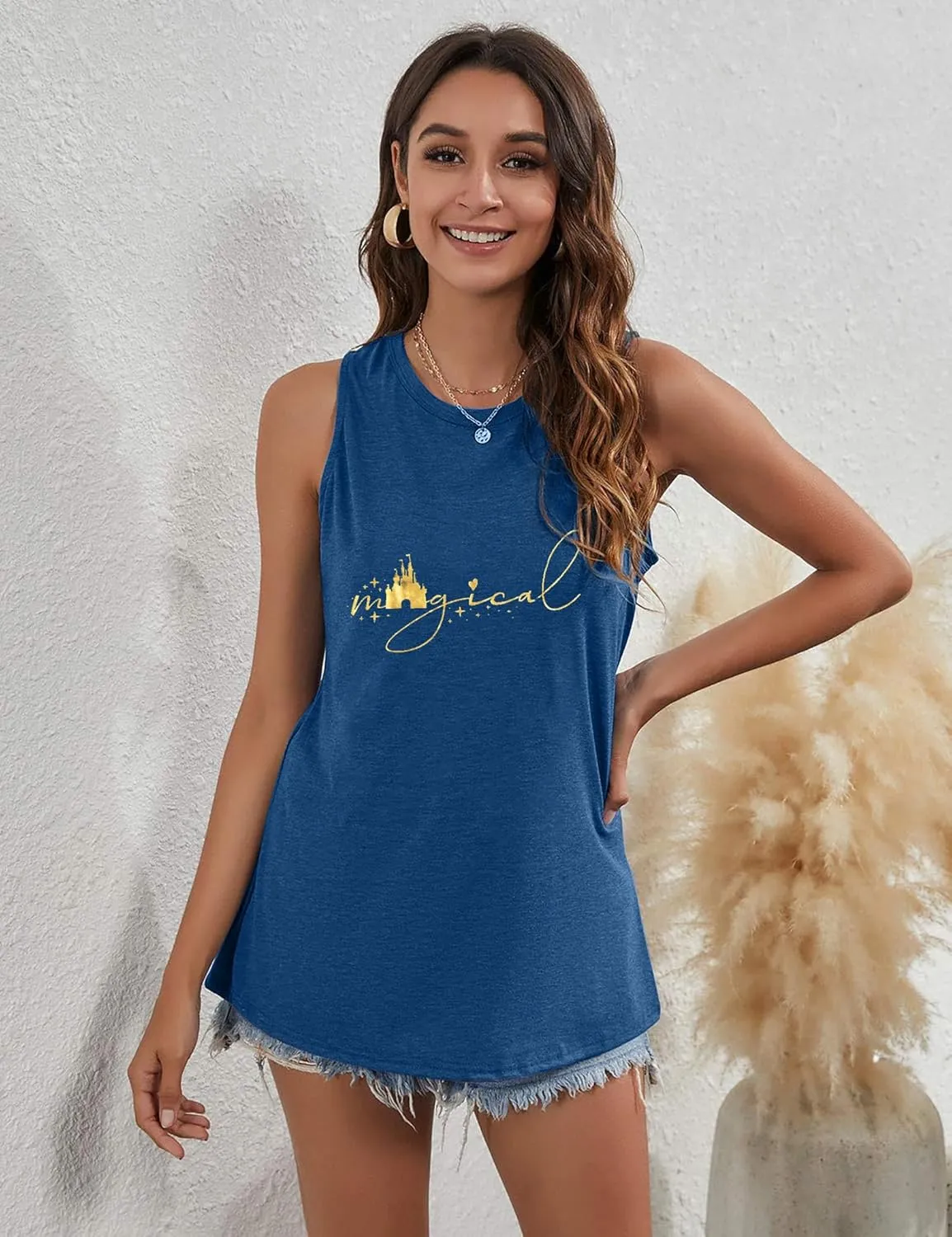 Magic Castle Tank Women Magic Kingdom Graphic Vest Summer Casual Vacation Sleeveless Tanks Tops