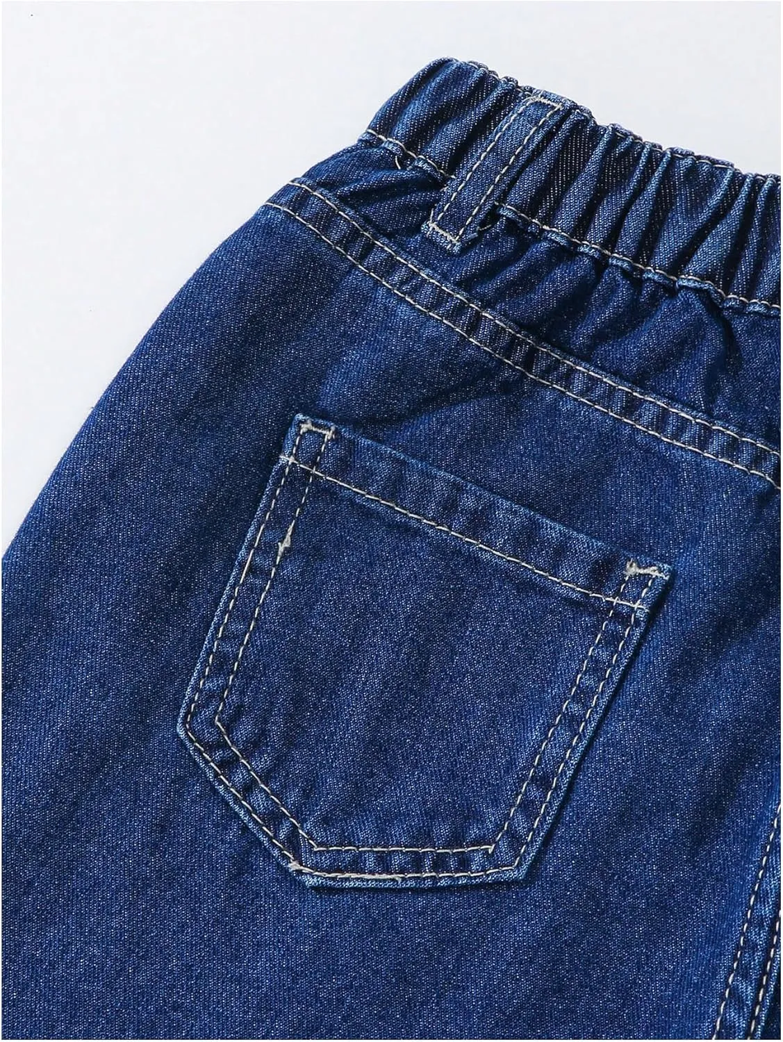 MakeMeChic Girl's Bow Knot Print Straight Leg Loose Fit Zip Fly Cute Jeans Denim Pants