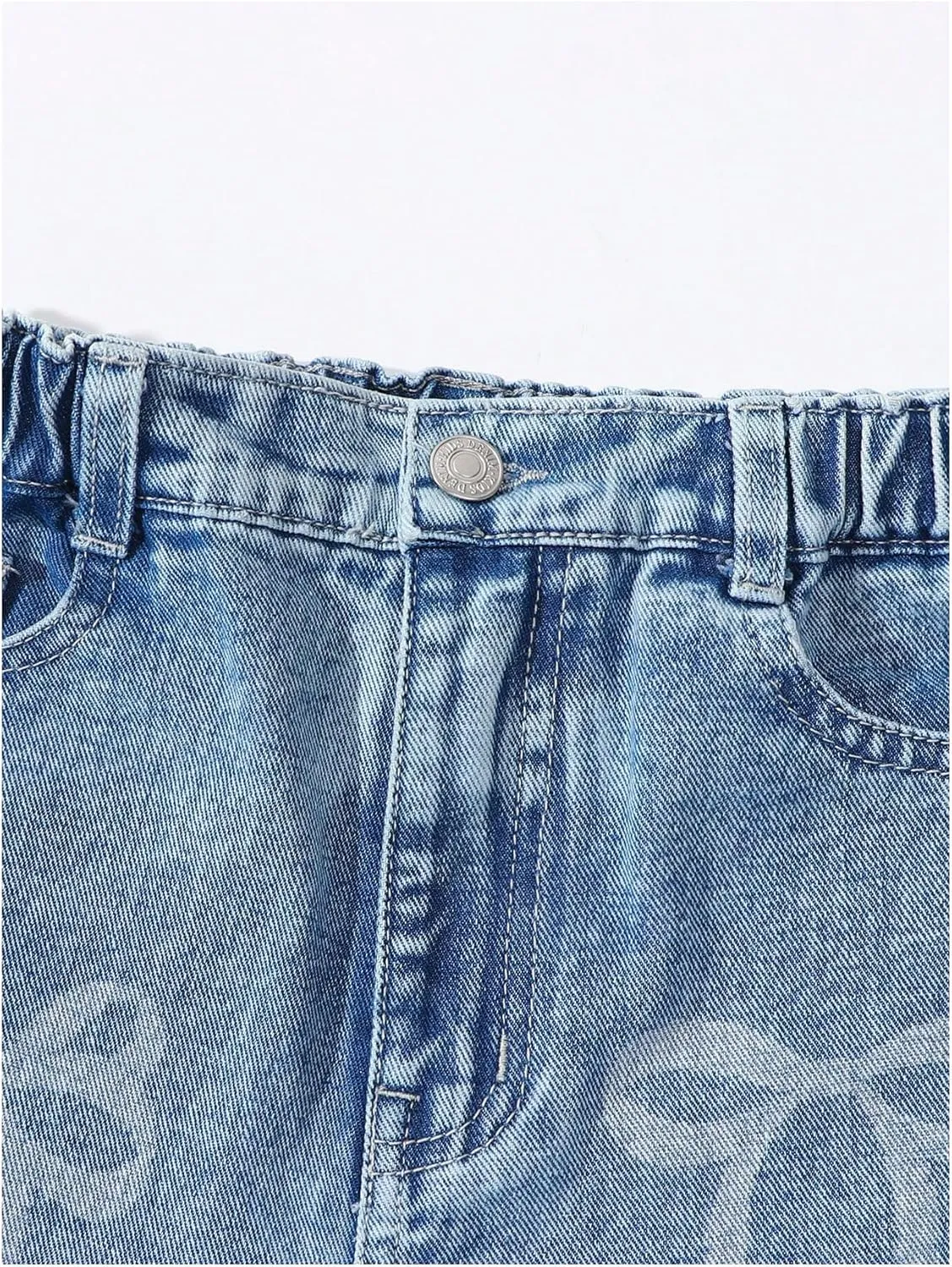 MakeMeChic Girl's Bow Knot Print Straight Leg Loose Fit Zip Fly Cute Jeans Denim Pants