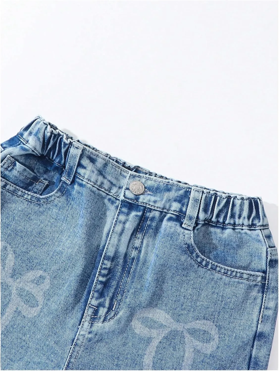 MakeMeChic Girl's Bow Knot Print Straight Leg Loose Fit Zip Fly Cute Jeans Denim Pants