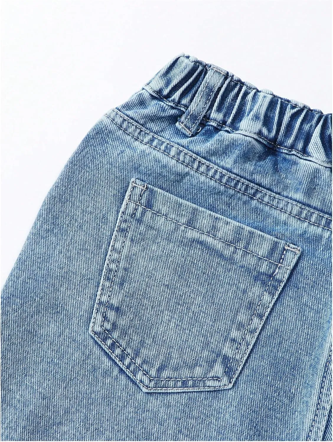 MakeMeChic Girl's Bow Knot Print Straight Leg Loose Fit Zip Fly Cute Jeans Denim Pants