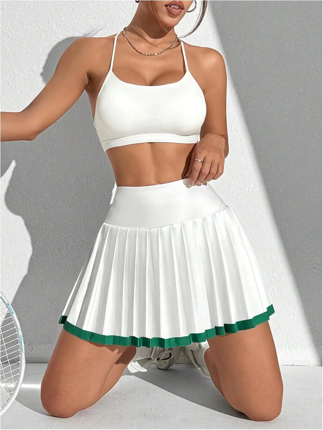 MakeMeChic Women's Athletic Pleated Tennis Skirt Plaid Print Short A Line Skorts