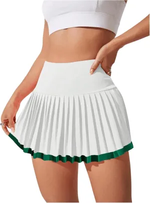 MakeMeChic Women's Athletic Pleated Tennis Skirt Plaid Print Short A Line Skorts