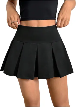 MakeMeChic Women's Summer Pleated Mini Skirt Stretch A Line Cheer Skater Skirts Skorts