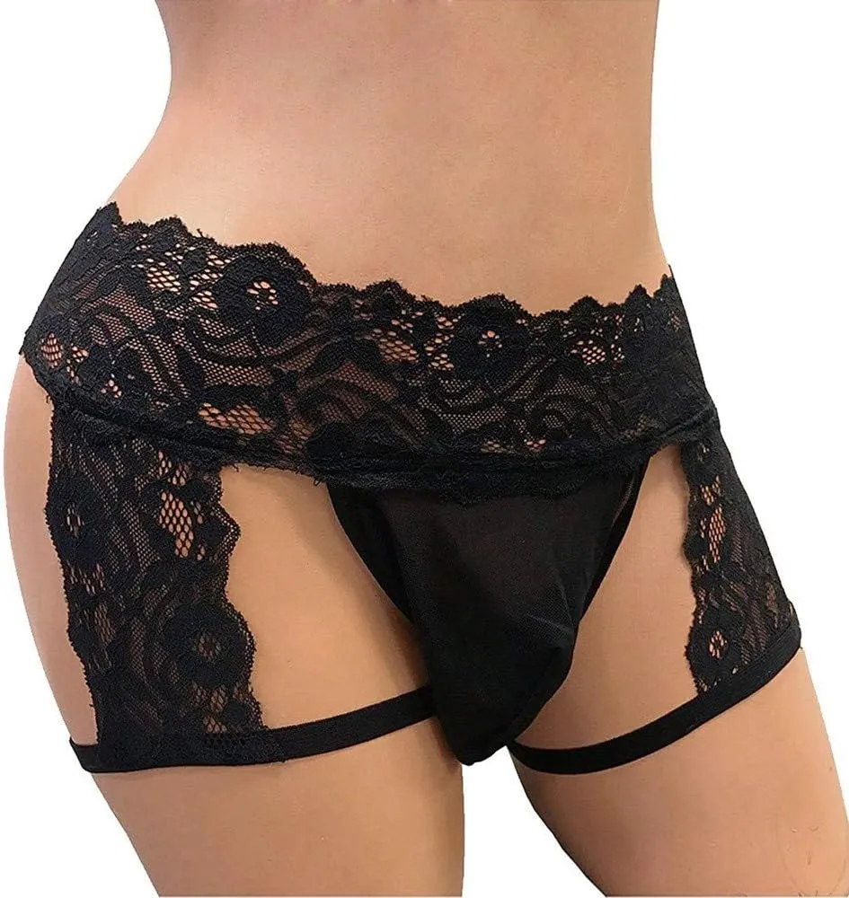 Mens Lace Panties Sexy Underwear Boxer Briefs Pouch Underwear Lingerie for Men Briefs Sissy Pouch Crossdress Panties
