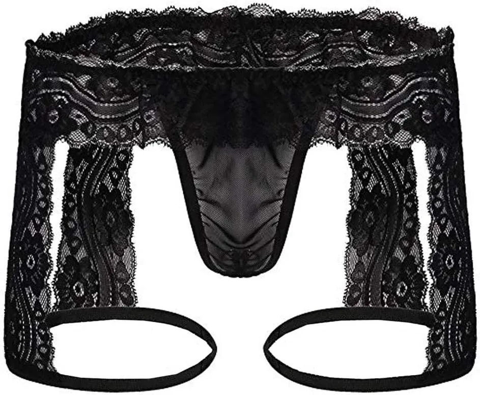 Mens Lace Panties Sexy Underwear Boxer Briefs Pouch Underwear Lingerie for Men Briefs Sissy Pouch Crossdress Panties