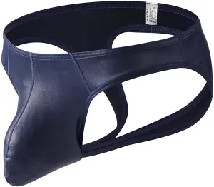 Mens Leather Underwear for Play, Sexy Thongs T-Back G-Strings Bulge Pouch Sissy Briefs Underpants for Sex Naughty