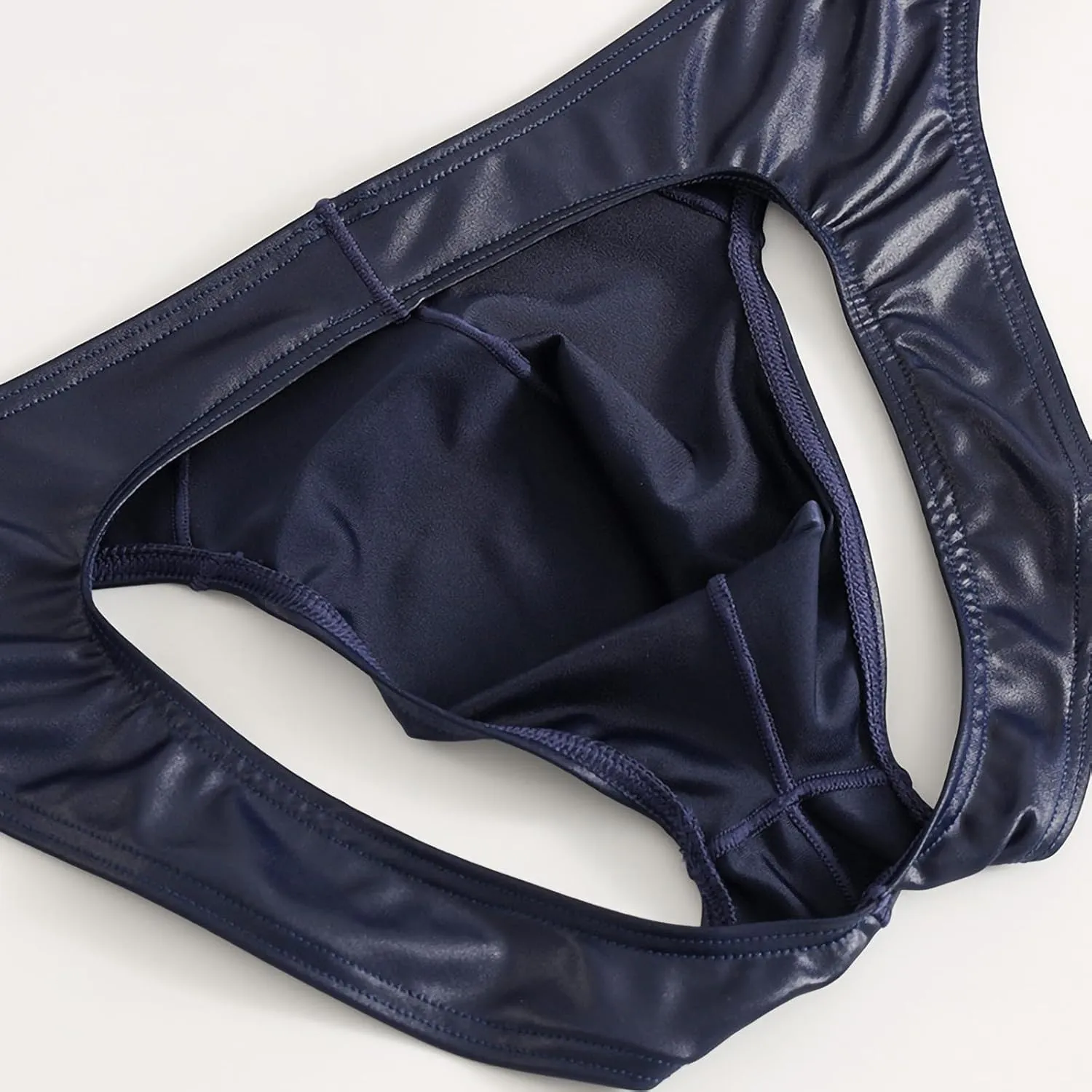 Mens Leather Underwear for Play, Sexy Thongs T-Back G-Strings Bulge Pouch Sissy Briefs Underpants for Sex Naughty