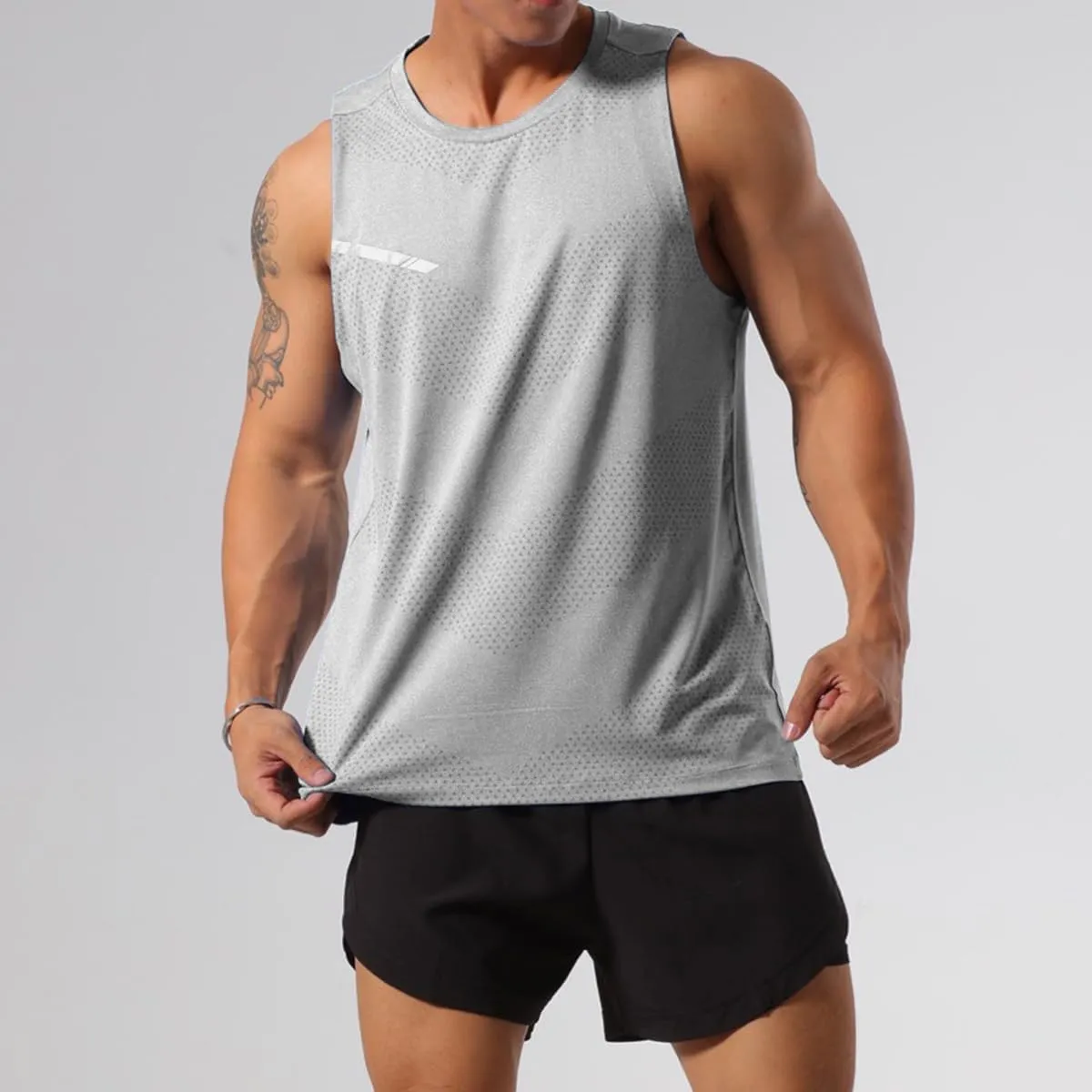 Mens Workout Muscle Tanks Gym Vest Fitness Jogging Sports Tank Tops Quick-Dry T49T51