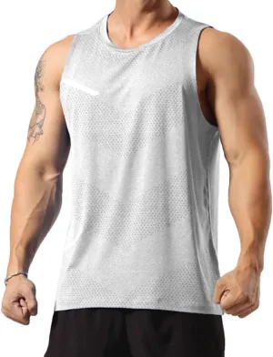 Mens Workout Muscle Tanks Gym Vest Fitness Jogging Sports Tank Tops Quick-Dry T49T51