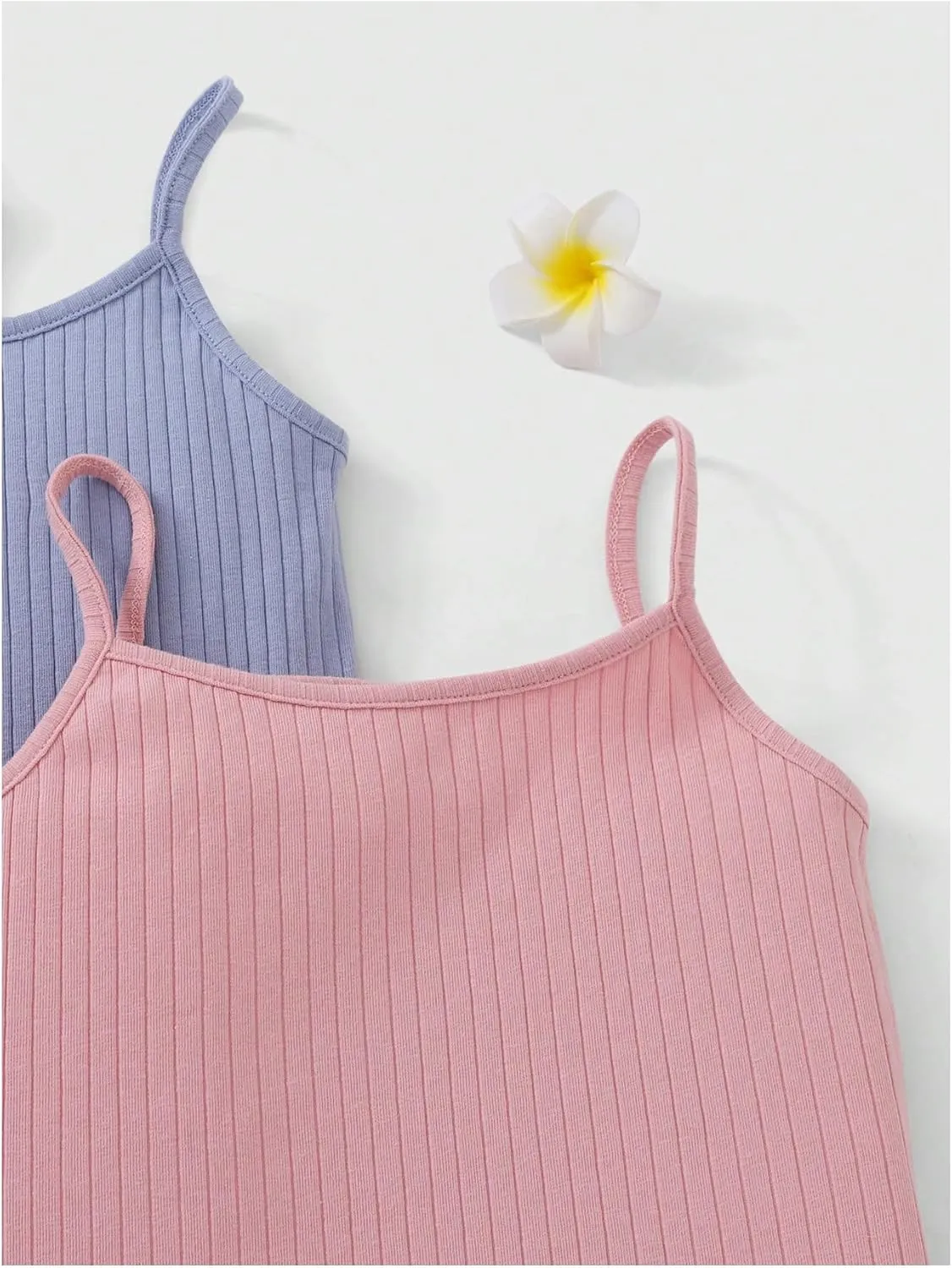 Milumia Girl's 3 Pack Ribbed Knit Camisoles Spaghetti Strap Basic Crop Cami Tops