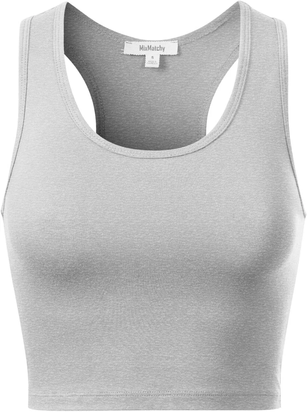 MixMatchy Women's Casual Basic Sports Crop Tank Tops Racerback Running Yoga Tanks Cotton Sleeveless Gym Shirts