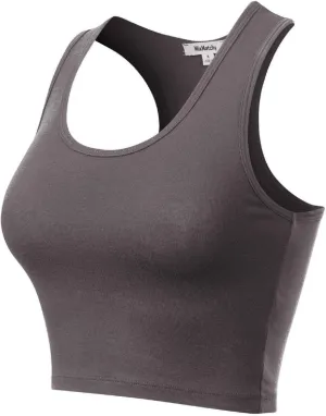 MixMatchy Women's Casual Basic Sports Crop Tank Tops Racerback Running Yoga Tanks Cotton Sleeveless Gym Shirts