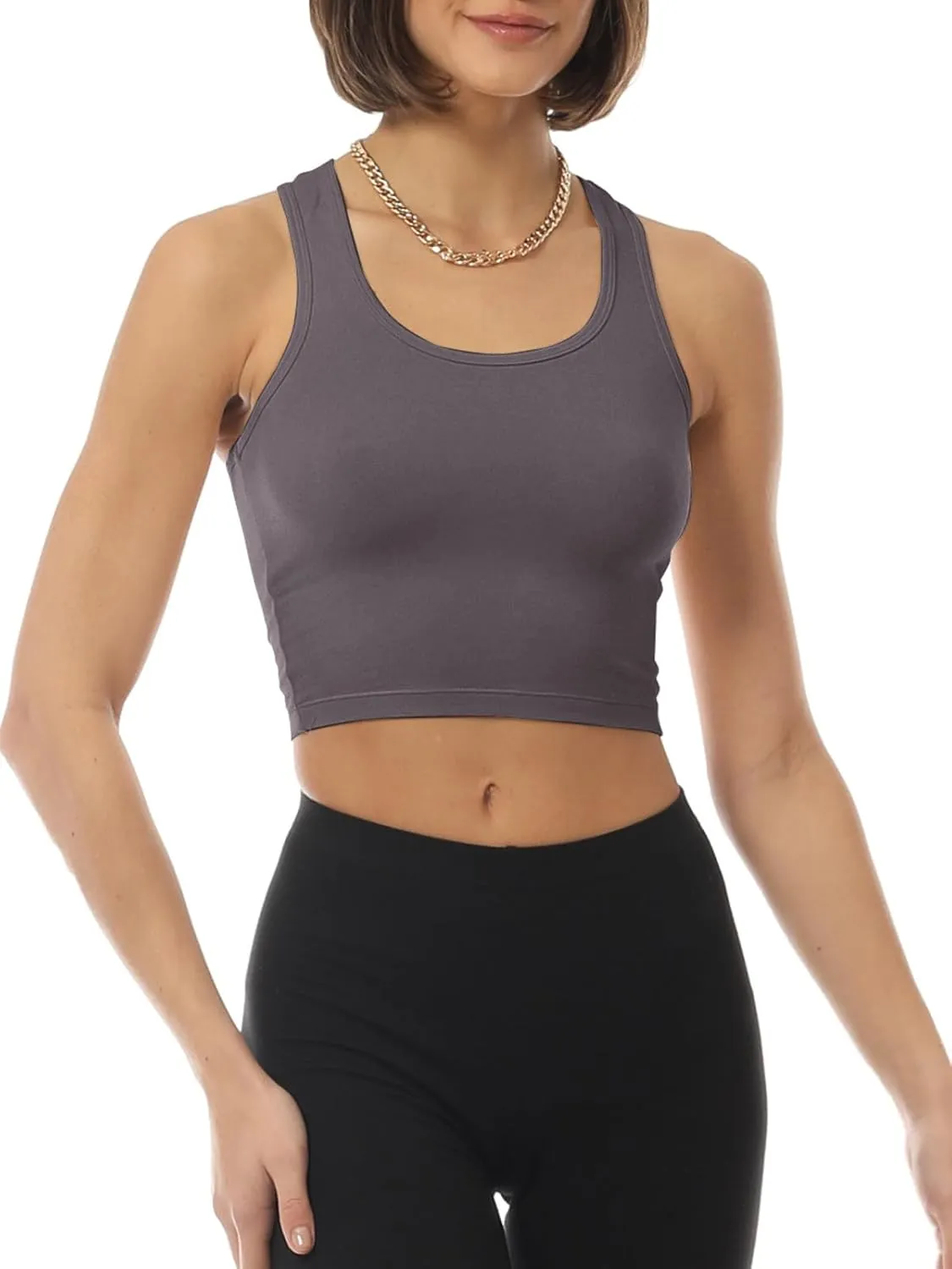 MixMatchy Women's Casual Basic Sports Crop Tank Tops Racerback Running Yoga Tanks Cotton Sleeveless Gym Shirts