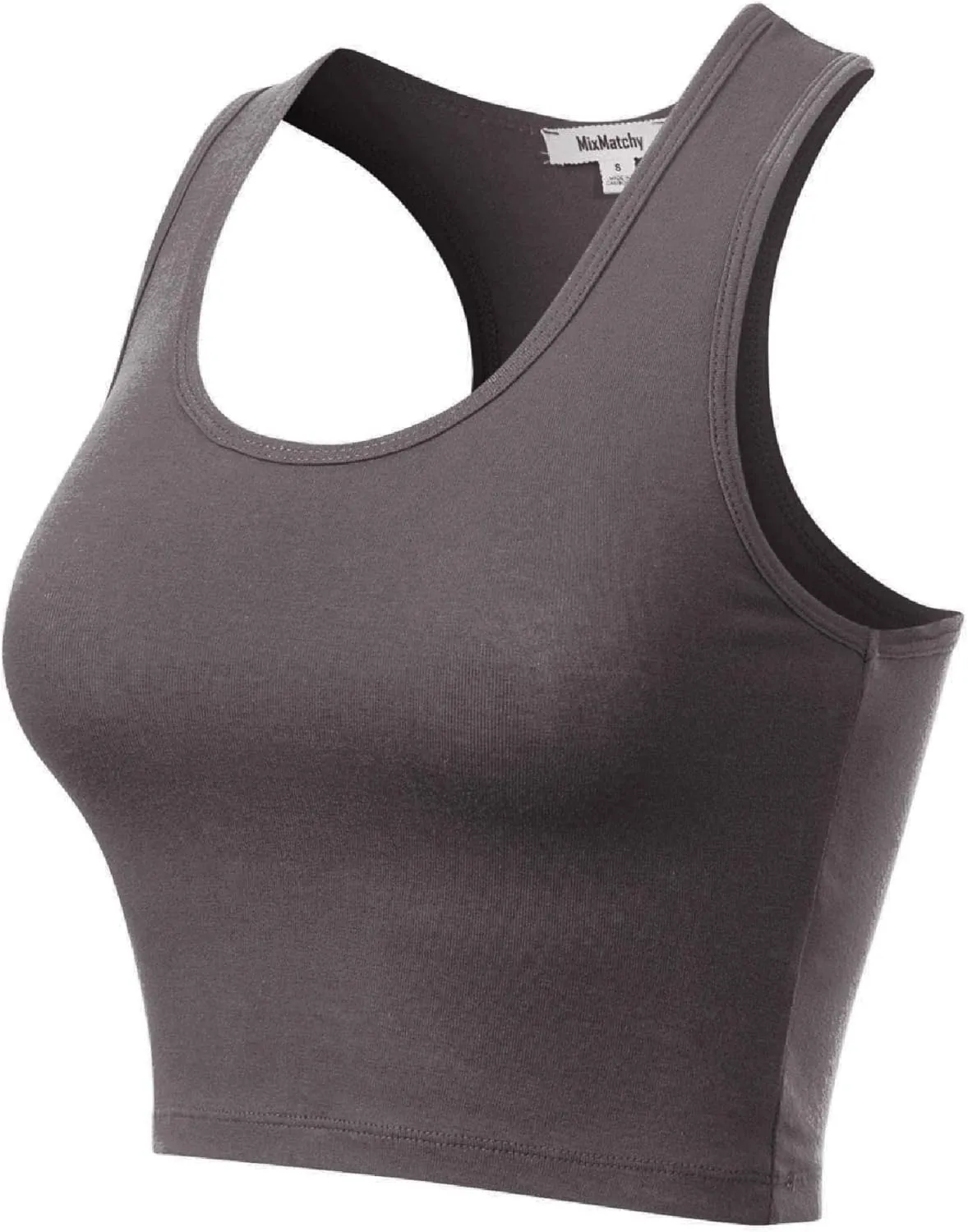 MixMatchy Women's Casual Basic Sports Crop Tank Tops Racerback Running Yoga Tanks Cotton Sleeveless Gym Shirts