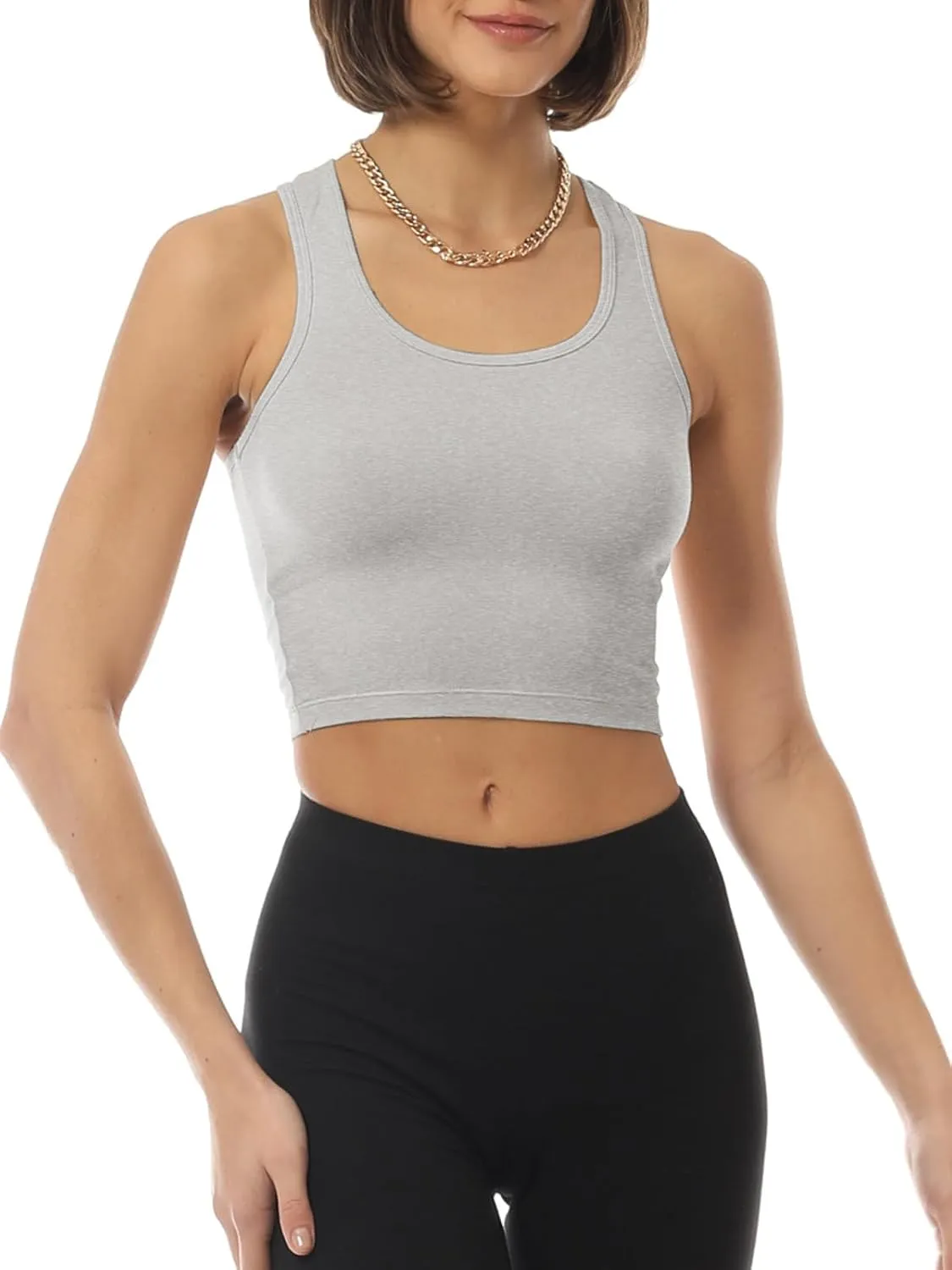 MixMatchy Women's Casual Basic Sports Crop Tank Tops Racerback Running Yoga Tanks Cotton Sleeveless Gym Shirts