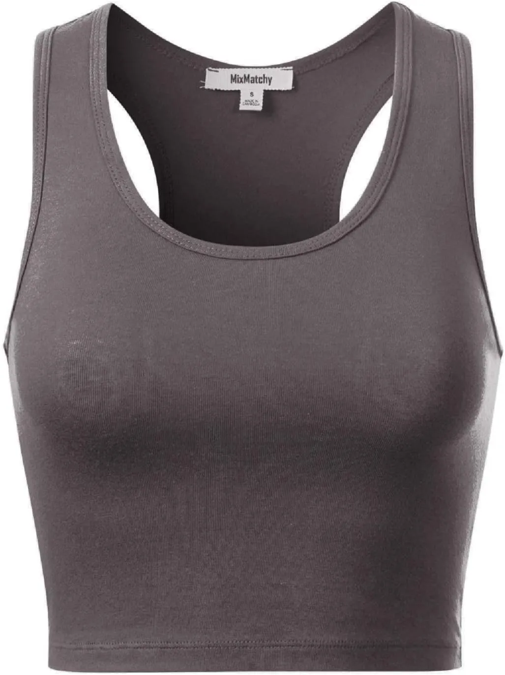 MixMatchy Women's Casual Basic Sports Crop Tank Tops Racerback Running Yoga Tanks Cotton Sleeveless Gym Shirts