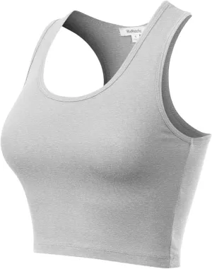 MixMatchy Women's Casual Basic Sports Crop Tank Tops Racerback Running Yoga Tanks Cotton Sleeveless Gym Shirts