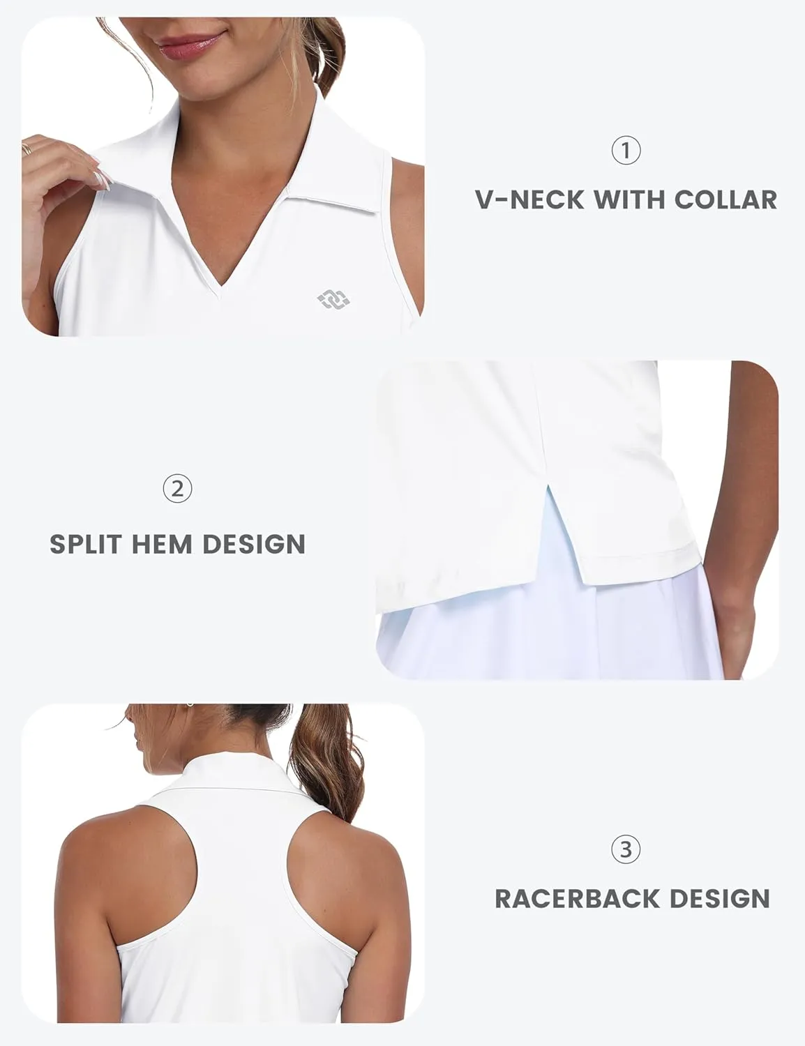 MoFiz Women's Golf Shirts Sleeveless Tennis Tank Tops Racerback Polo V Neck Collared Quick Dry Athletic Tanks