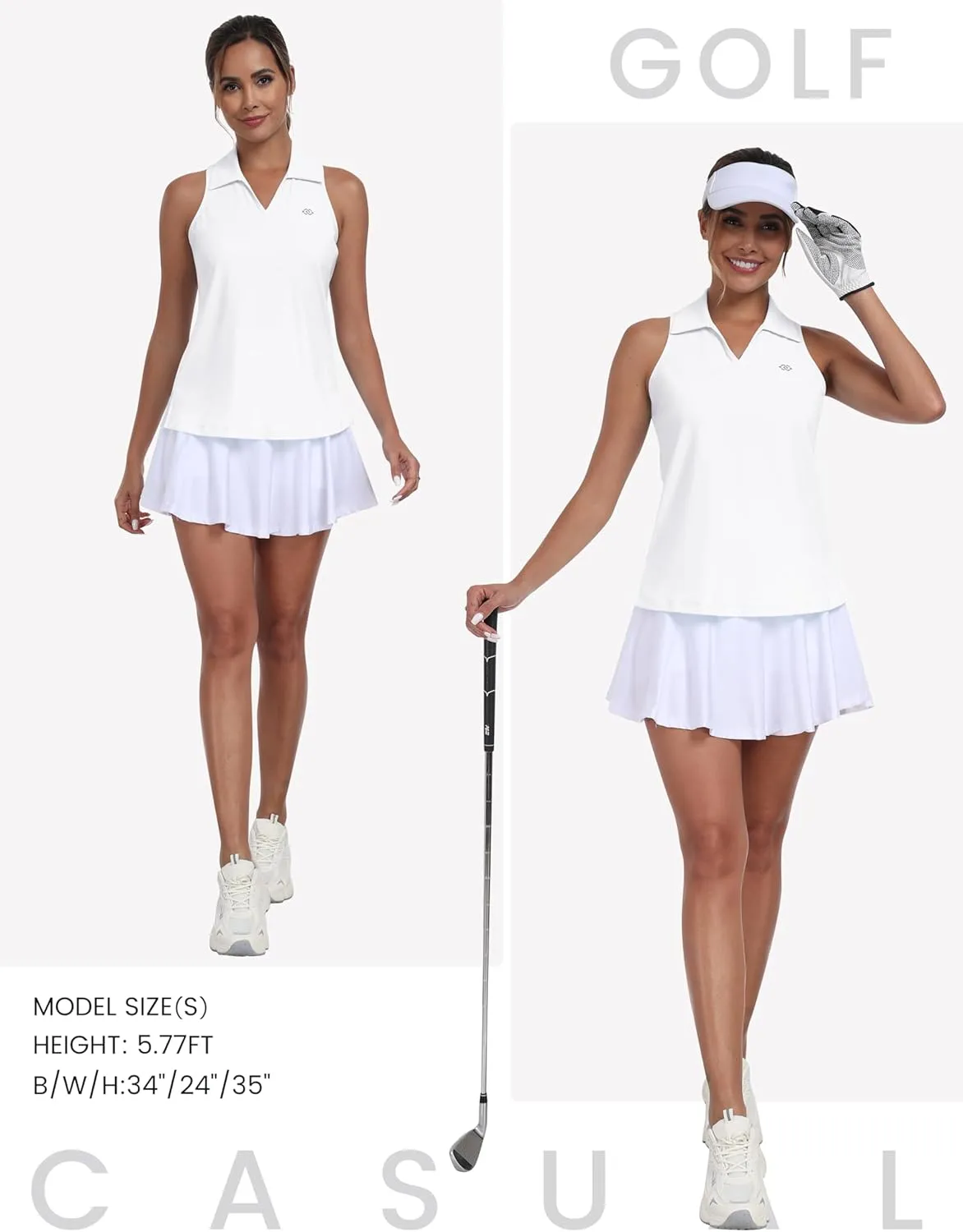 MoFiz Women's Golf Shirts Sleeveless Tennis Tank Tops Racerback Polo V Neck Collared Quick Dry Athletic Tanks