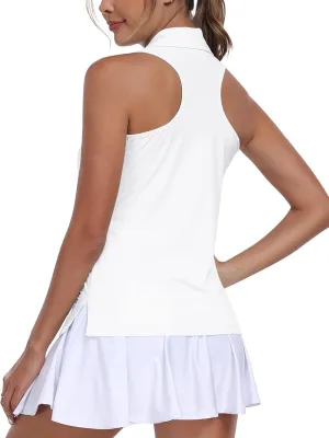 MoFiz Women's Golf Shirts Sleeveless Tennis Tank Tops Racerback Polo V Neck Collared Quick Dry Athletic Tanks