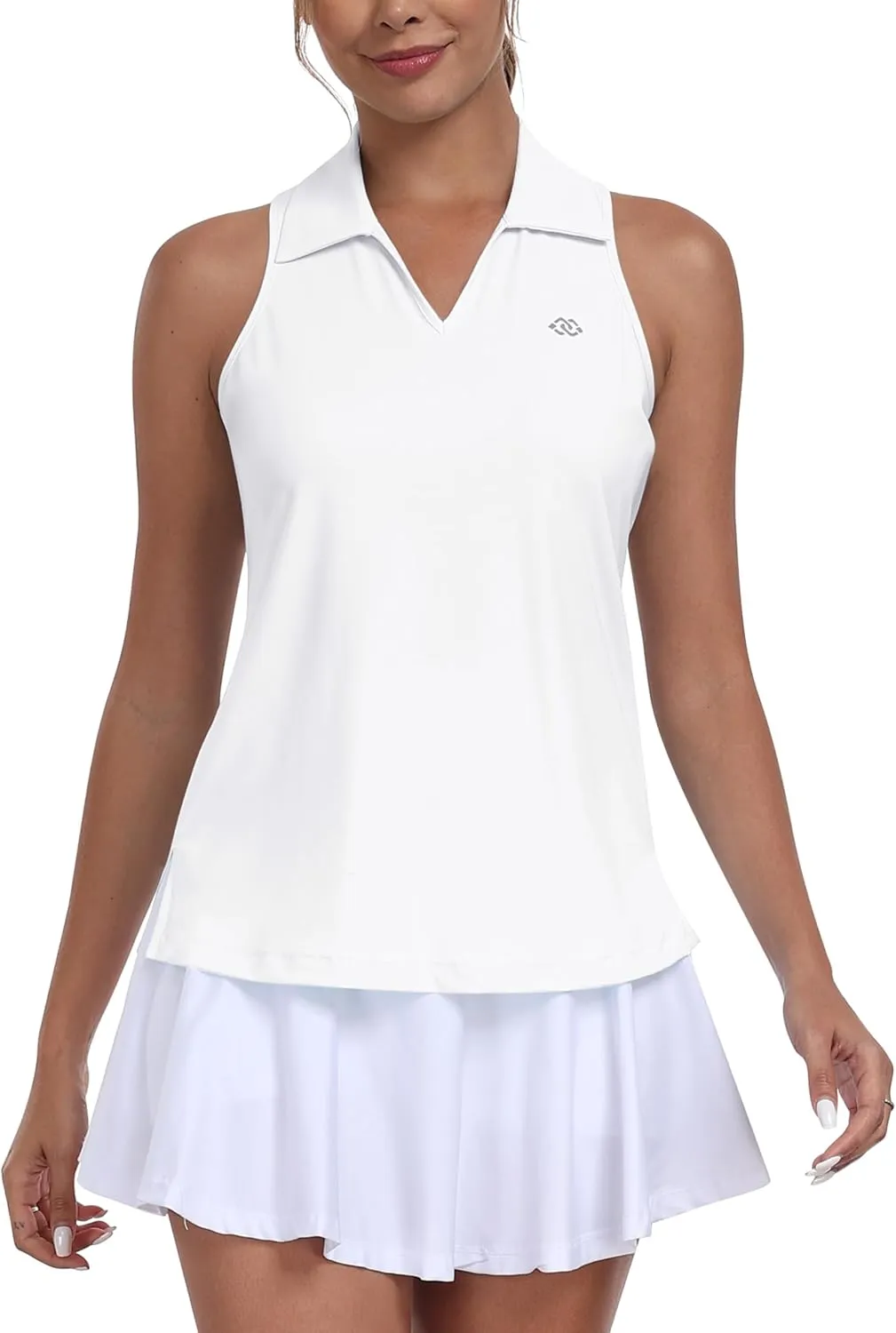 MoFiz Women's Golf Shirts Sleeveless Tennis Tank Tops Racerback Polo V Neck Collared Quick Dry Athletic Tanks
