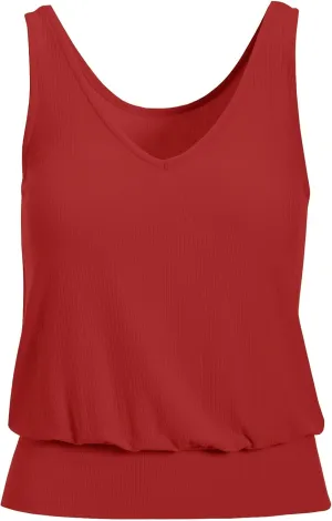 Muchpow Women's Casual V Neck Tank Tops Ribbed Sleeveless Summer Banded Bottom Shirt