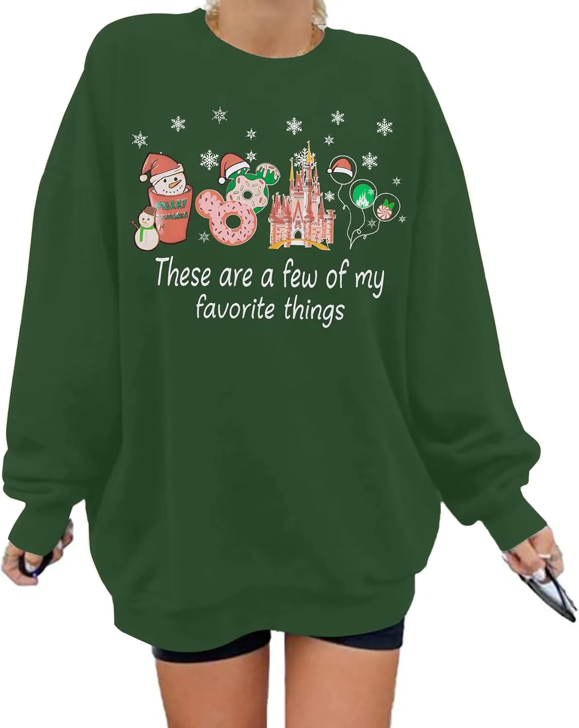 MYHALF Christmas Sweatshirt Women Xmas Shirts: Oversized Merry Christmas Crewneck Sweater Funny Magical Snowman Graphic Tops