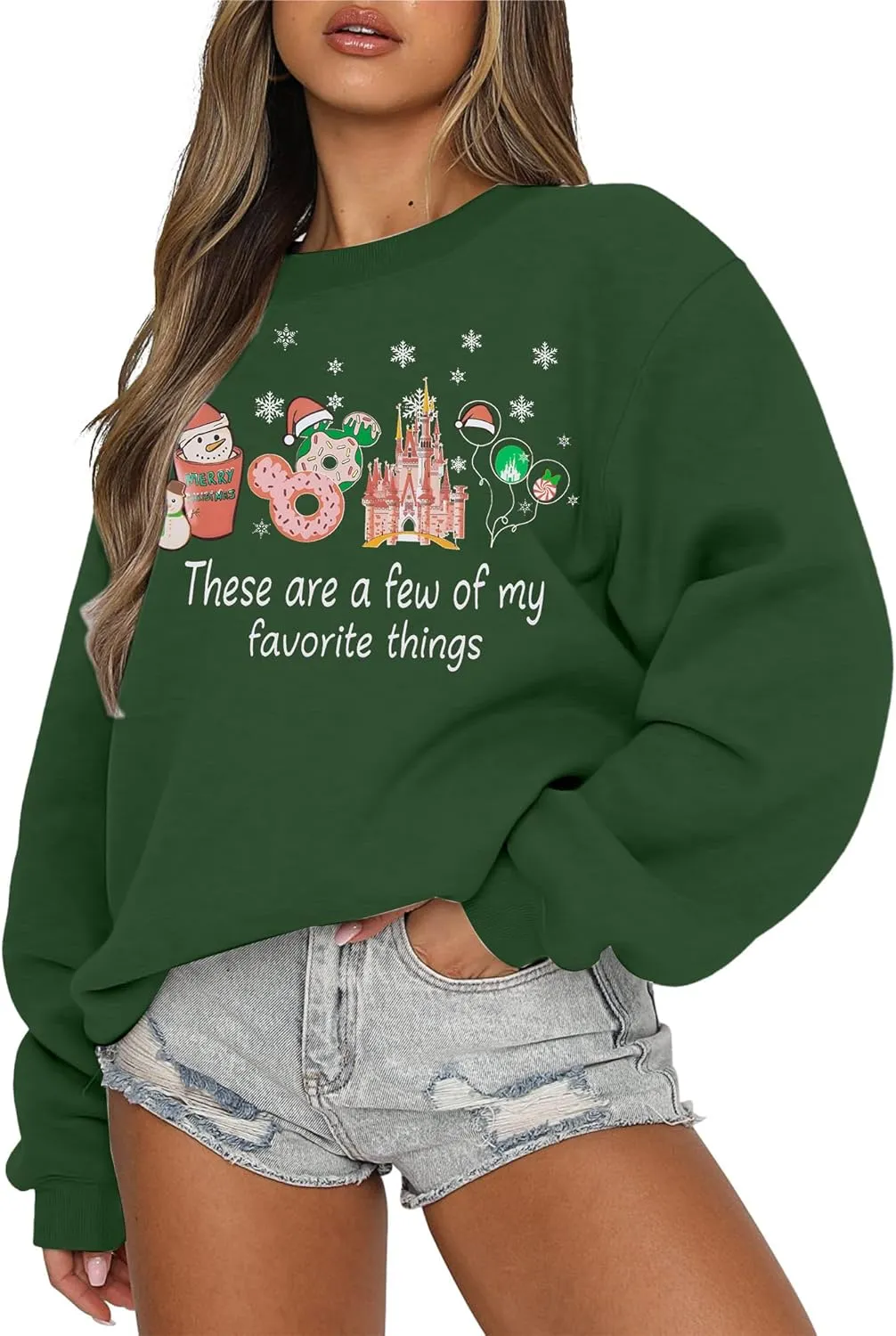MYHALF Christmas Sweatshirt Women Xmas Shirts: Oversized Merry Christmas Crewneck Sweater Funny Magical Snowman Graphic Tops