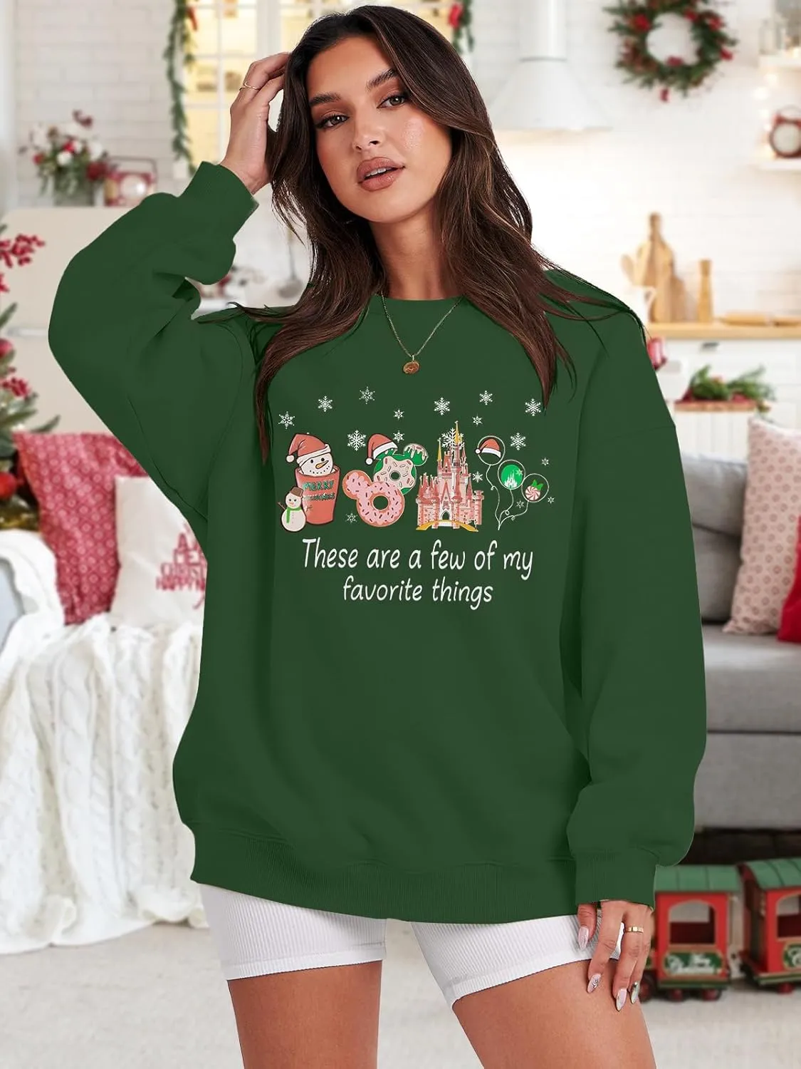 MYHALF Christmas Sweatshirt Women Xmas Shirts: Oversized Merry Christmas Crewneck Sweater Funny Magical Snowman Graphic Tops