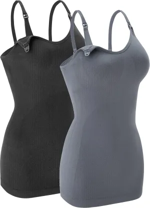 Nursing Tank Tops for Breastfeeding - Pregnancy Must Haves Maternity Camisoles with Built in Bra