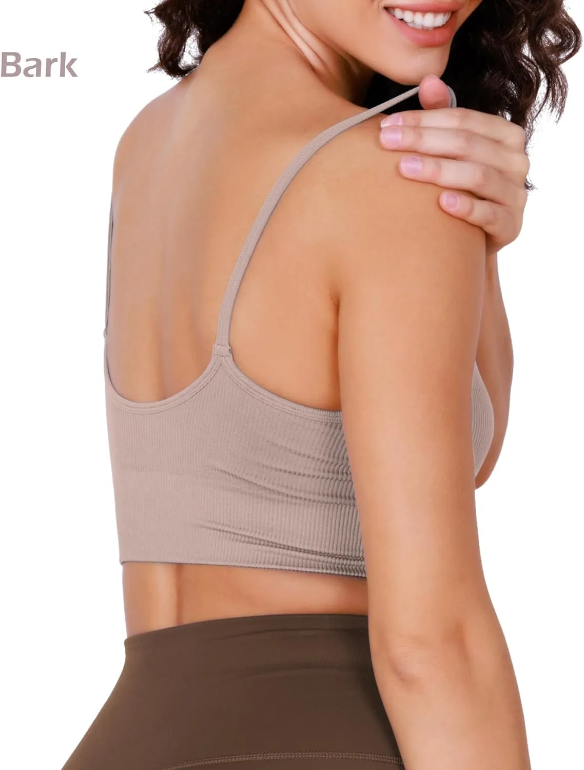 ODODOS Seamless Sports Bra for Women Ribbed Camisoles Non Padding Yoga Bra Crop Tank Tops