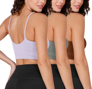 ODODOS Seamless Sports Bra for Women Ribbed Camisoles Non Padding Yoga Bra Crop Tank Tops
